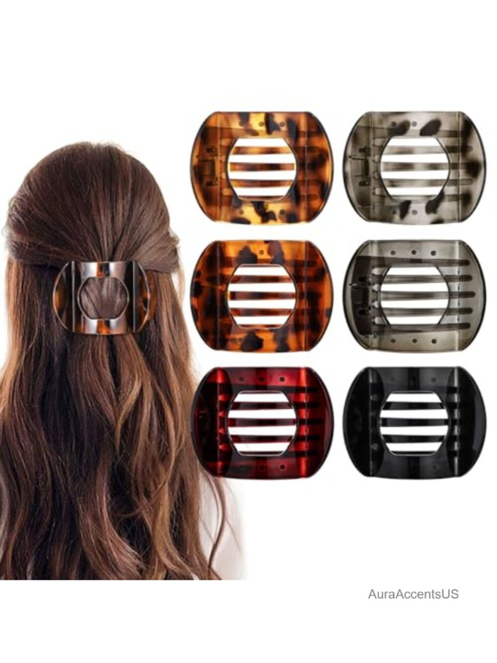6 Pcs Flat Hair Claw Clips Non-Slip Plastic French Barrettes Set for Women